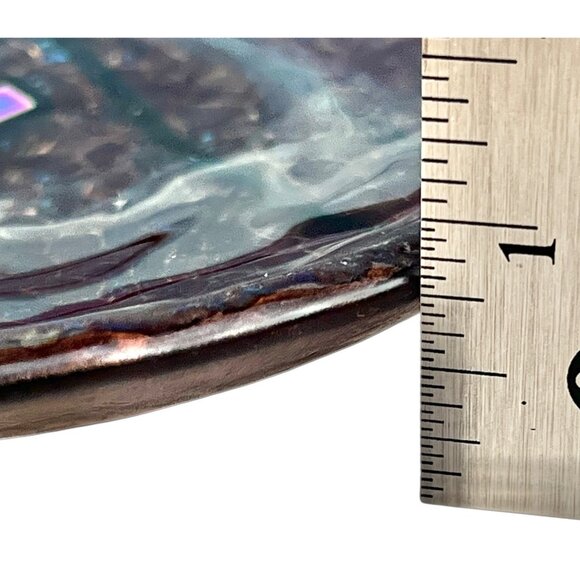 Handcrafted Dichroic Glass Decorative Plate Iridescent Accents 5.25” D Gift - Picture 7 of 10